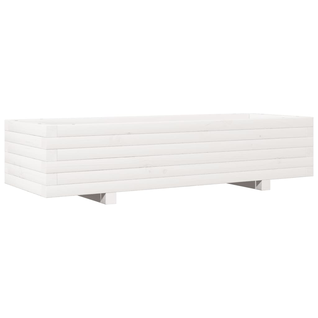 vidaXL Jardinera de madera maciza de pino blanco 110x40x26,5 cm