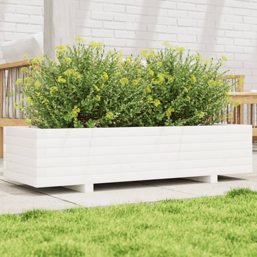 vidaXL Jardinera de madera maciza de pino blanco 110x40x26,5 cm