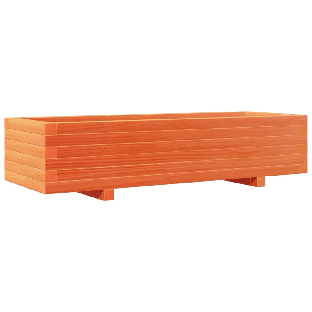 vidaXL Jardinera de madera maciza de pino marrón cera 110x40x26,5 cm