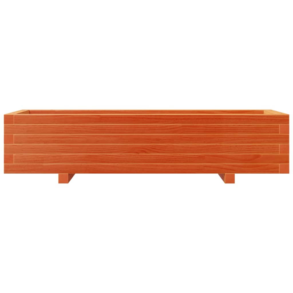 vidaXL Jardinera de madera maciza de pino marrón cera 110x40x26,5 cm