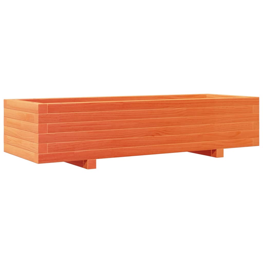 vidaXL Jardinera de madera maciza de pino marrón cera 110x40x26,5 cm