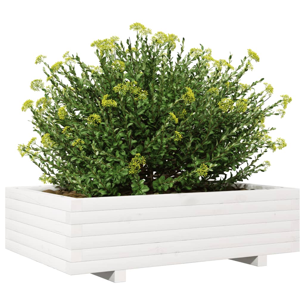 vidaXL Jardinera de madera maciza de pino blanco 90x40x26,5 cm