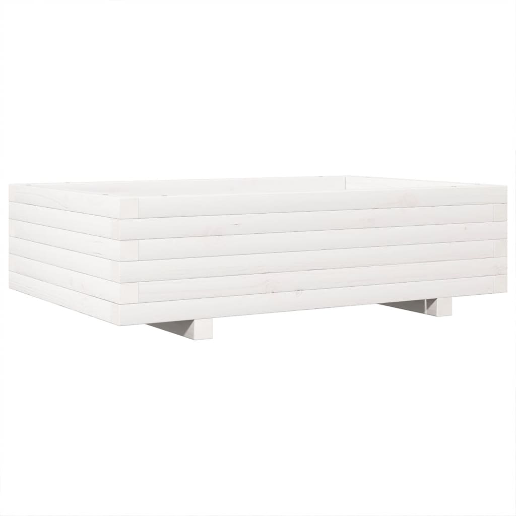 vidaXL Jardinera de madera maciza de pino blanco 90x40x26,5 cm