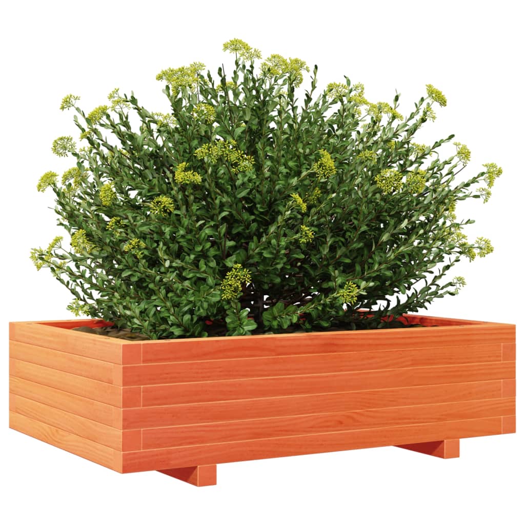 vidaXL Jardinera de madera maciza de pino marrón cera 90x60x26,5 cm