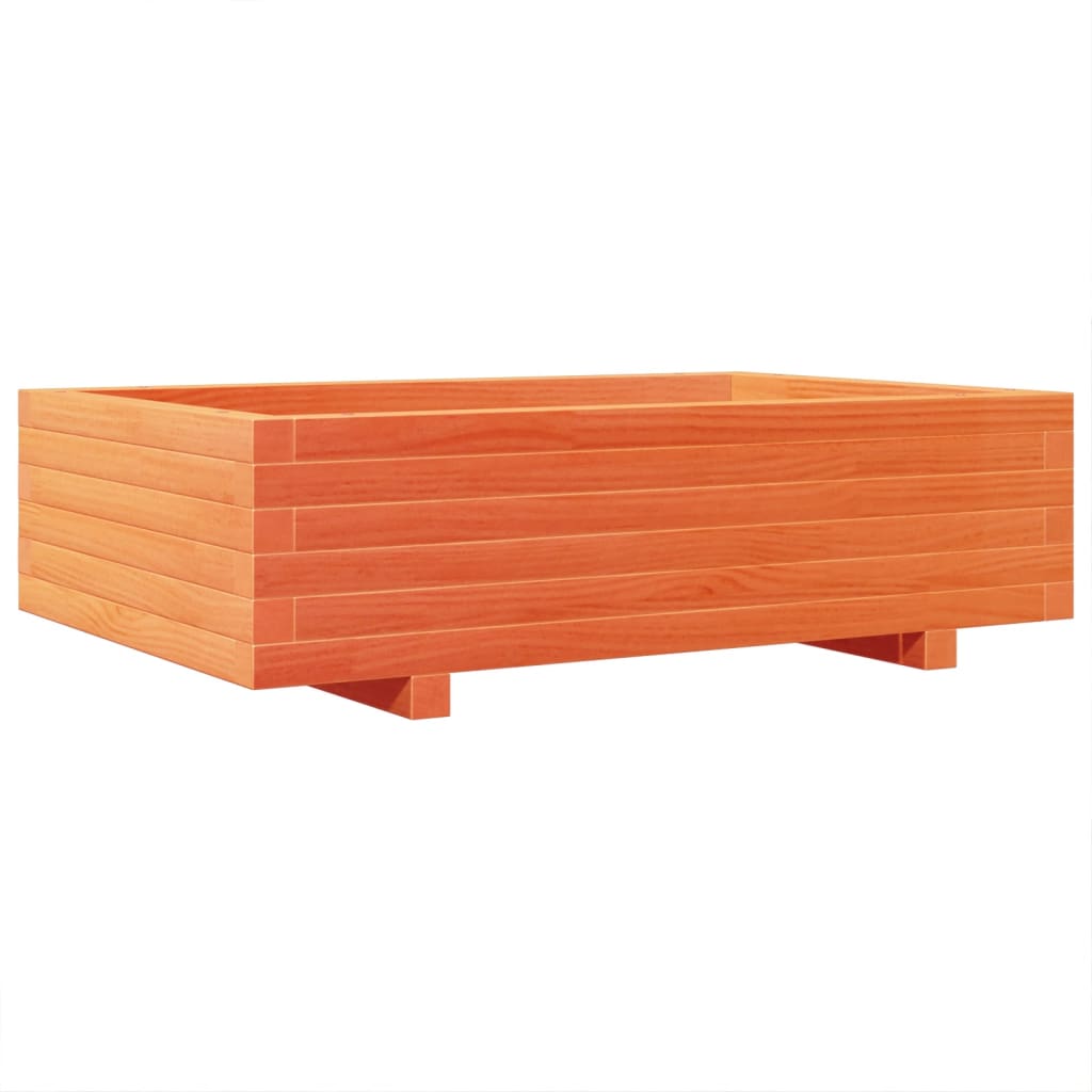 vidaXL Jardinera de madera maciza de pino marrón cera 90x60x26,5 cm