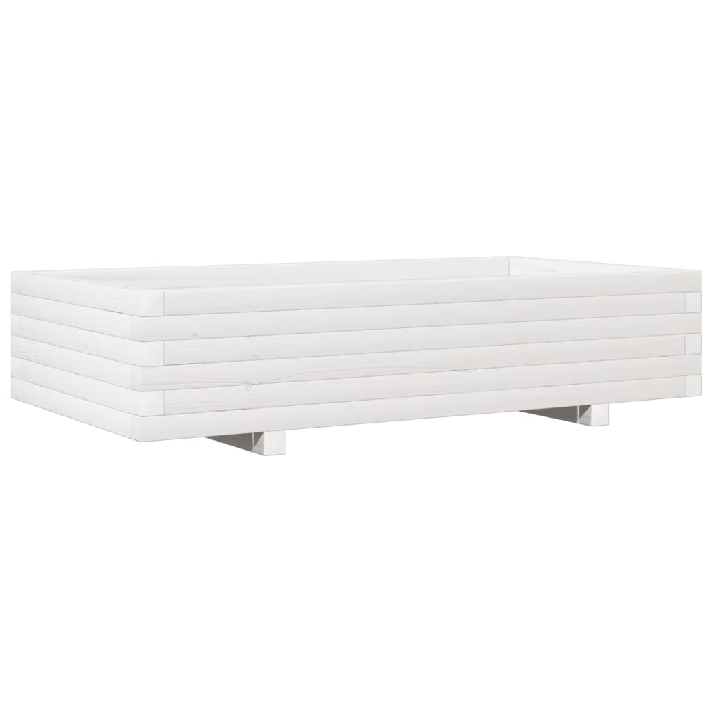 vidaXL Jardinera de madera maciza de pino blanco 110x60x26,5 cm