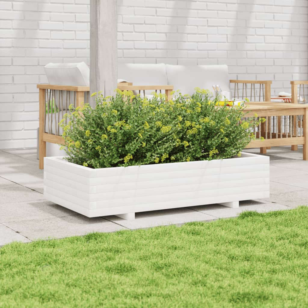 vidaXL Jardinera de madera maciza de pino blanco 110x60x26,5 cm