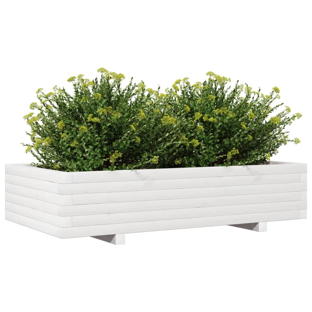 vidaXL Jardinera de madera maciza de pino blanco 110x60x26,5 cm