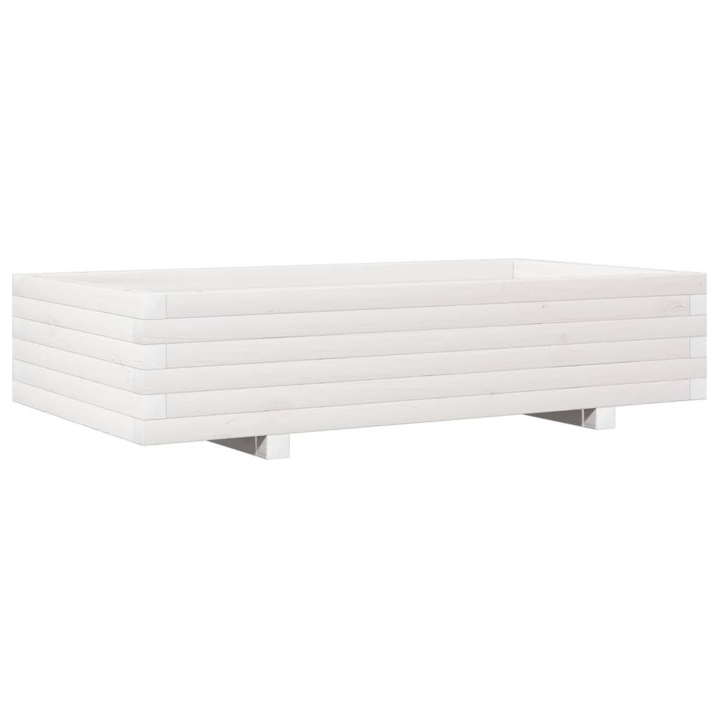 vidaXL Jardinera de madera maciza de pino blanco 110x60x26,5 cm