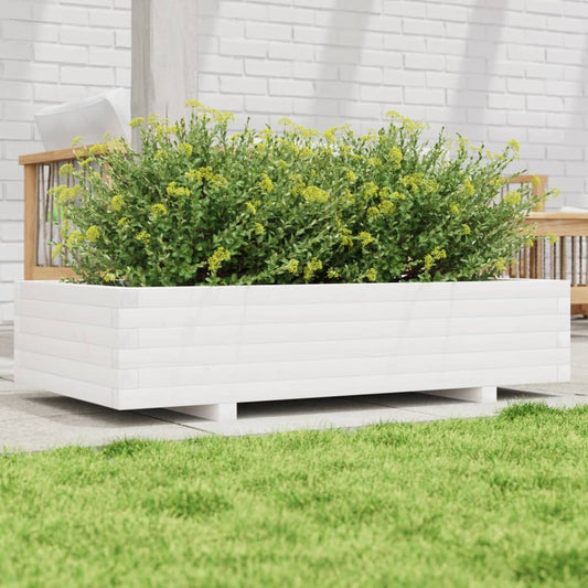 vidaXL Jardinera de madera maciza de pino blanco 110x60x26,5 cm