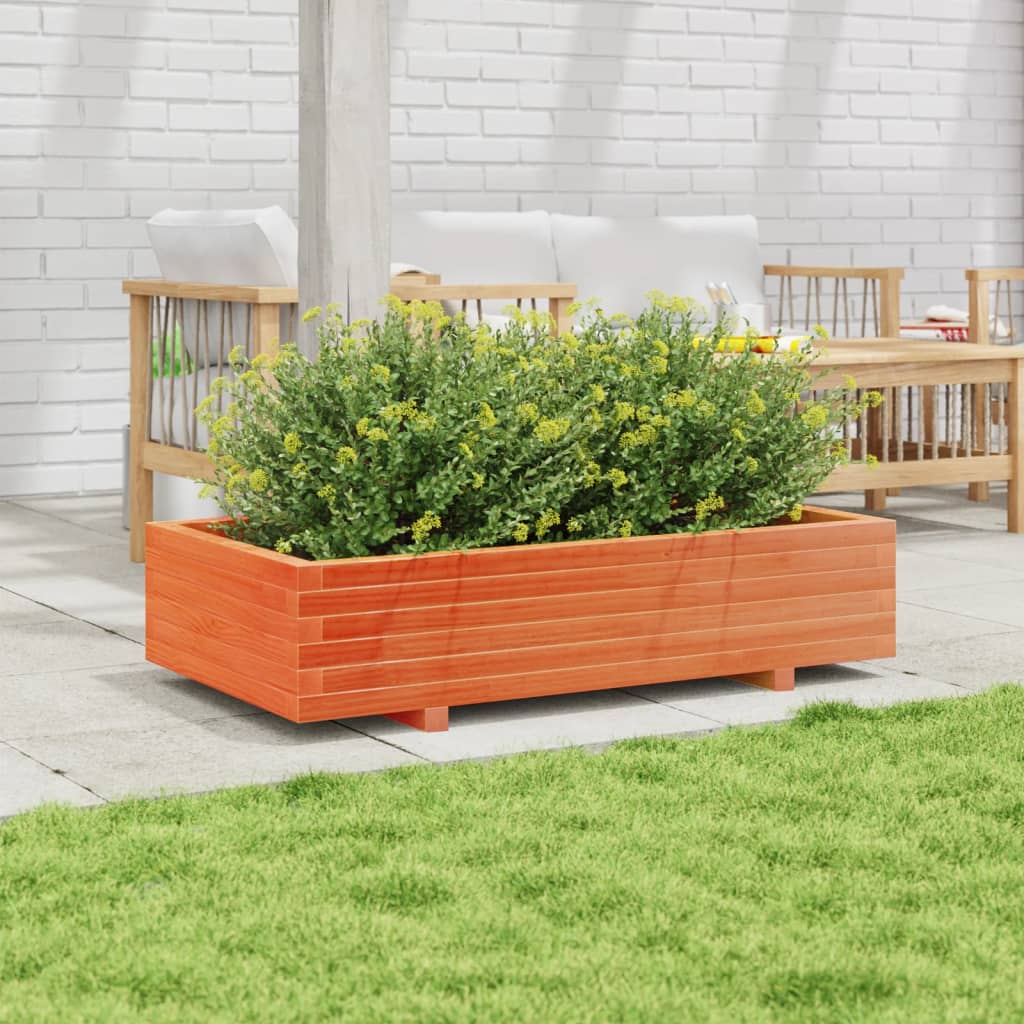 vidaXL Jardinera de madera maciza de pino marrón cera 110x60x26,5 cm