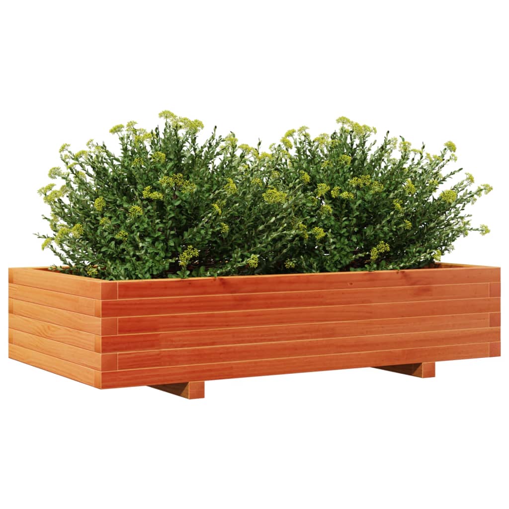 vidaXL Jardinera de madera maciza de pino marrón cera 110x60x26,5 cm