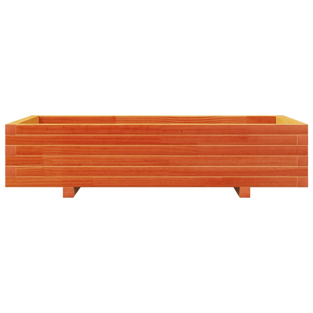 vidaXL Jardinera de madera maciza de pino marrón cera 110x60x26,5 cm