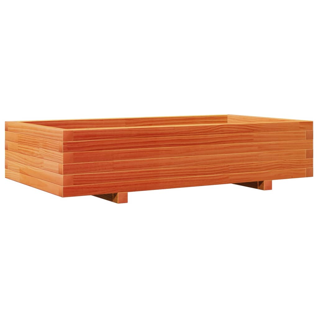 vidaXL Jardinera de madera maciza de pino marrón cera 110x60x26,5 cm