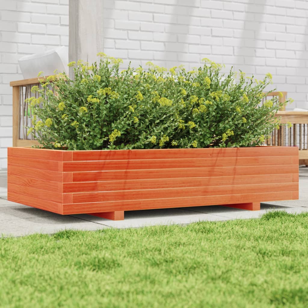 vidaXL Jardinera de madera maciza de pino marrón cera 110x60x26,5 cm