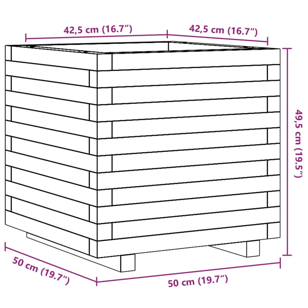 vidaXL Jardinera madera maciza de pino 50x50x49,5 cm