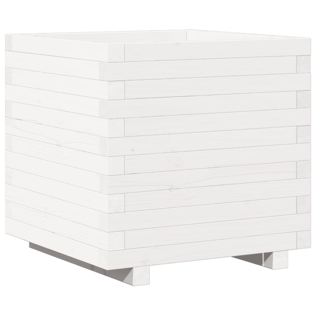 vidaXL Jardinera madera maciza de pino blanco 50x50x49,5 cm