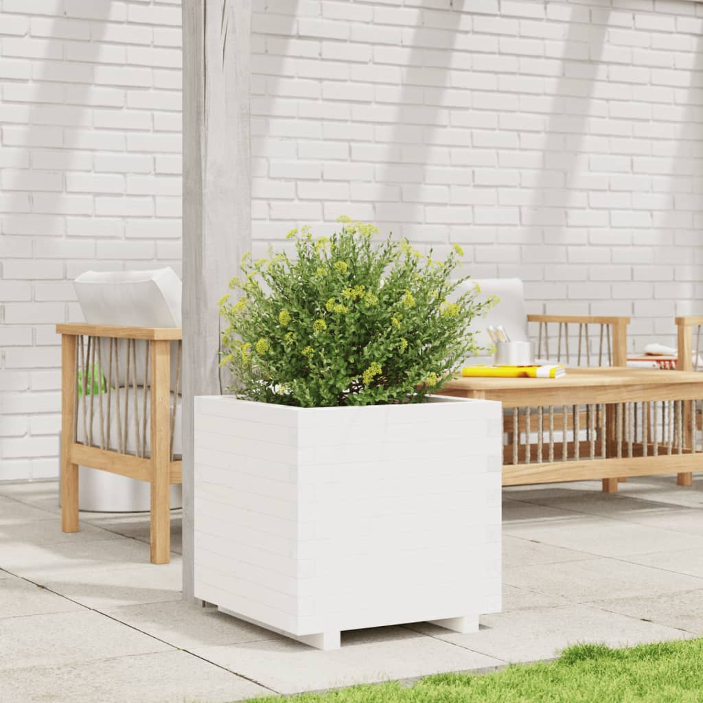 vidaXL Jardinera madera maciza de pino blanco 50x50x49,5 cm