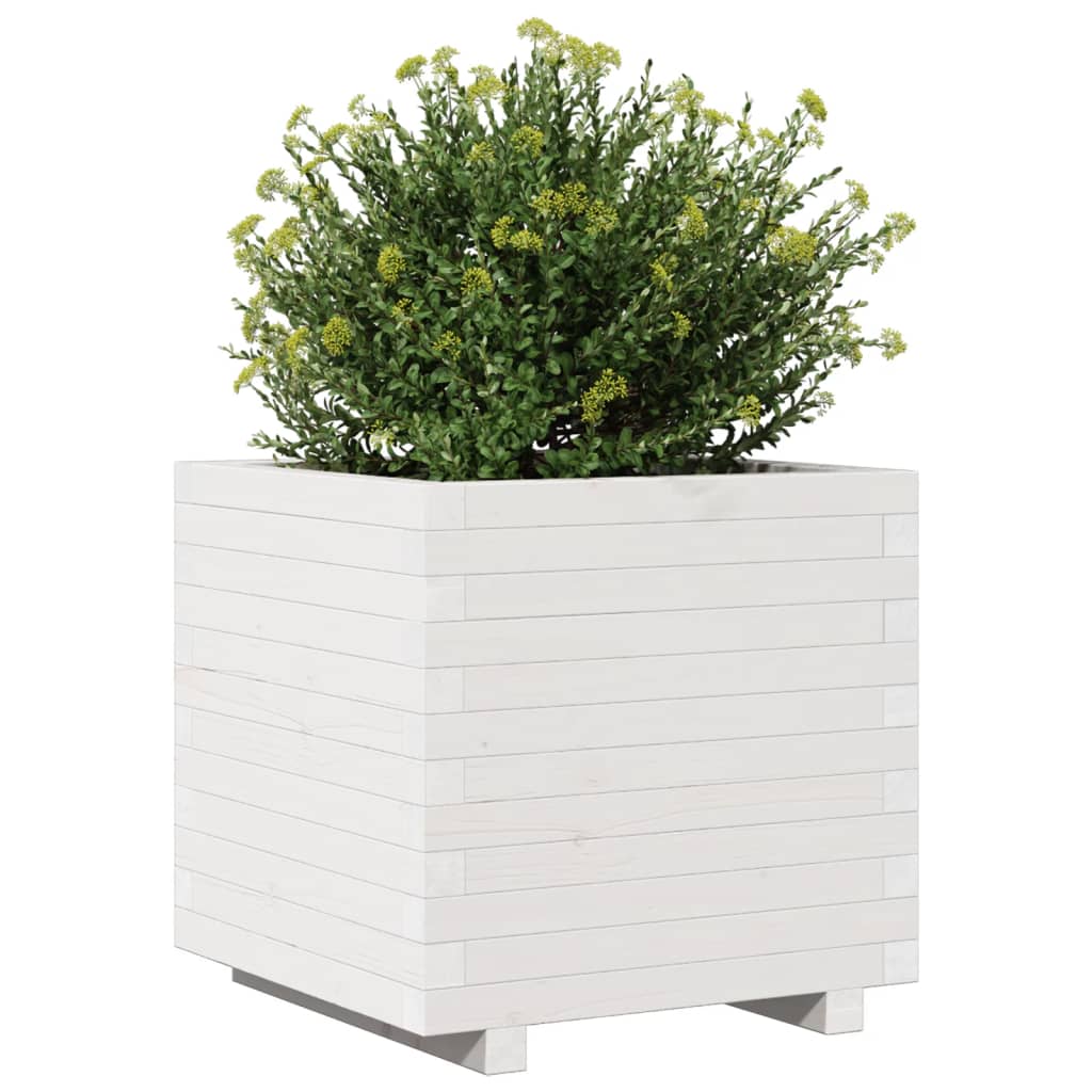 vidaXL Jardinera madera maciza de pino blanco 50x50x49,5 cm