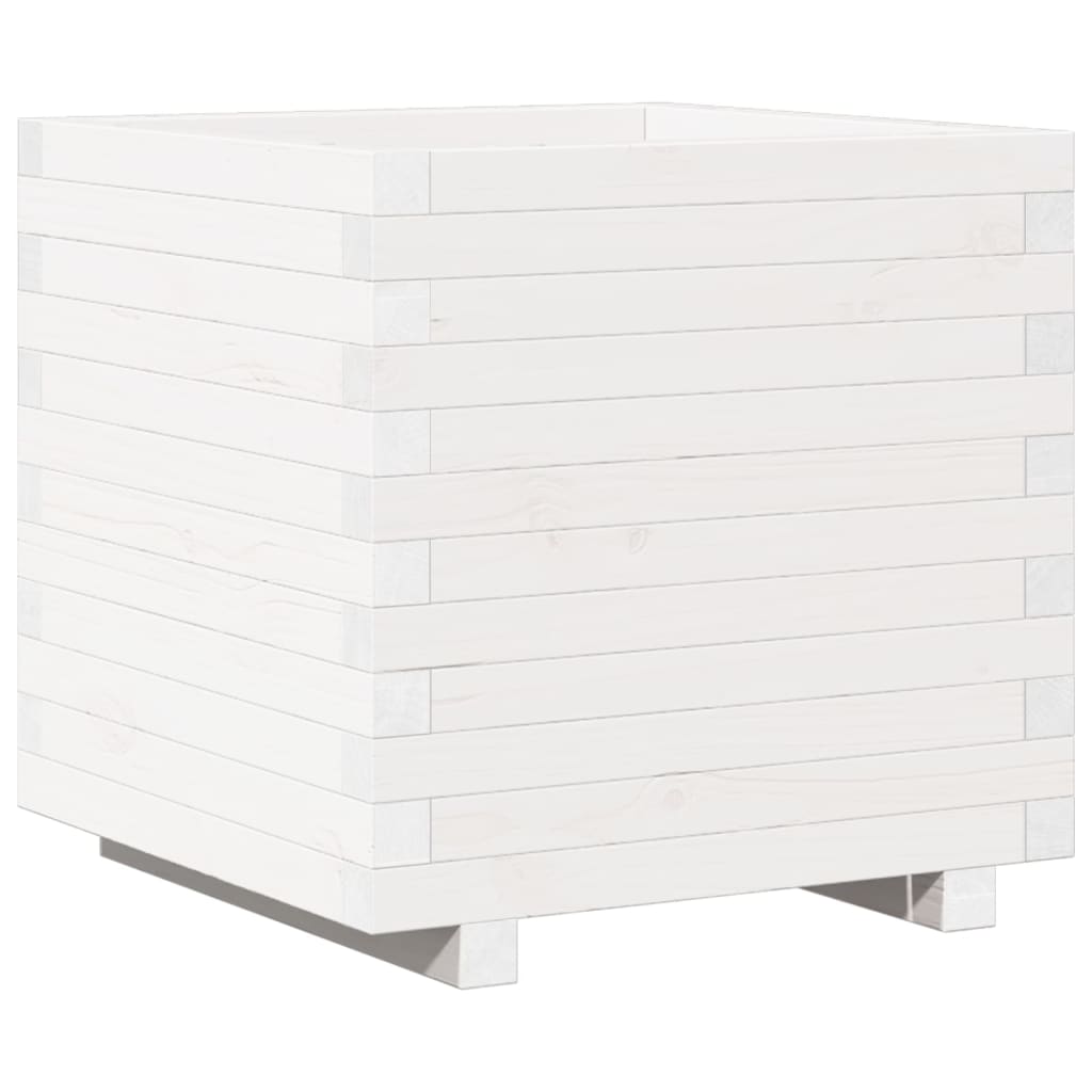 vidaXL Jardinera madera maciza de pino blanco 50x50x49,5 cm