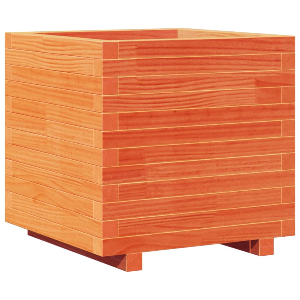 vidaXL Jardinera madera maciza de pino marrón cera 50x50x49,5 cm