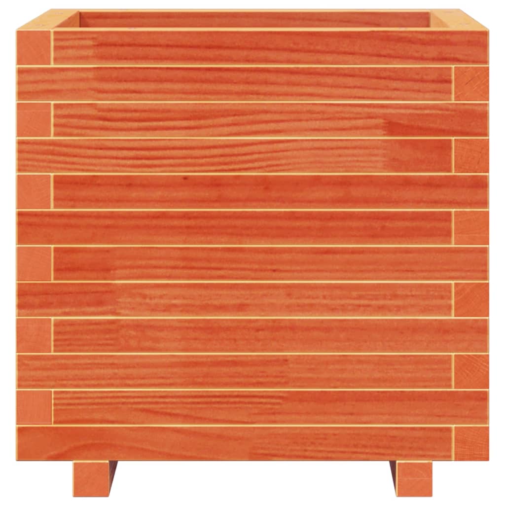 vidaXL Jardinera madera maciza de pino marrón cera 50x50x49,5 cm