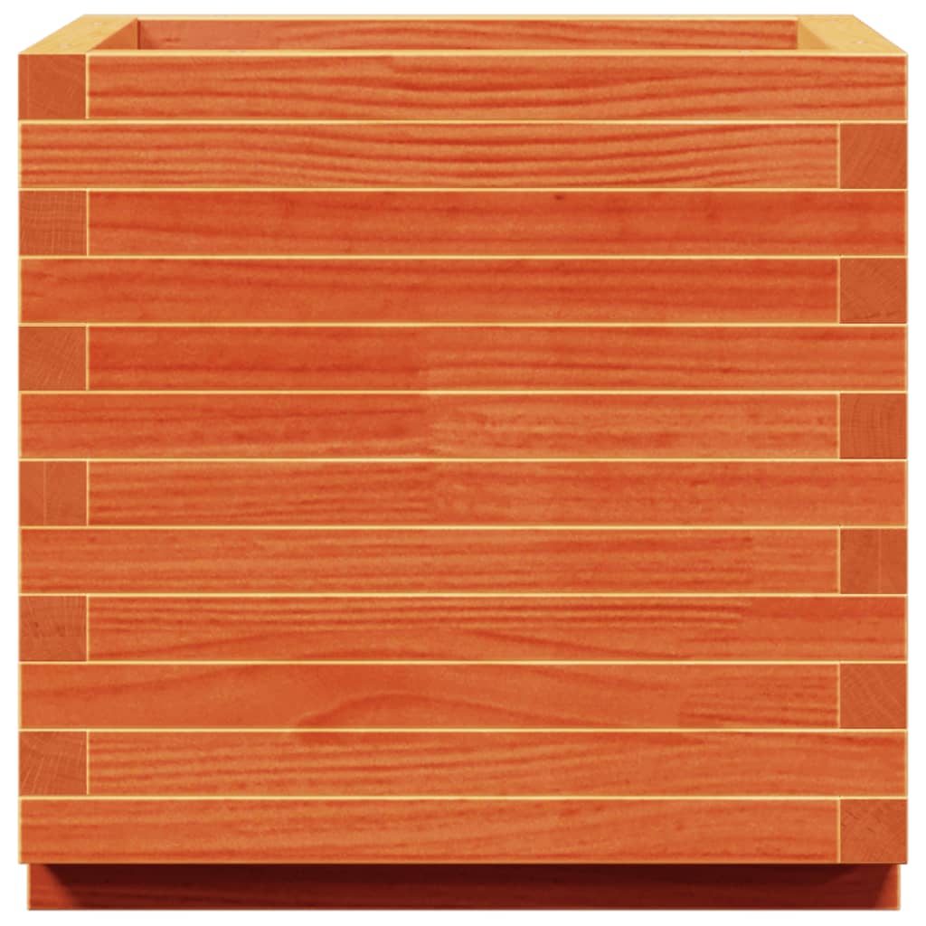 vidaXL Jardinera madera maciza de pino marrón cera 50x50x49,5 cm