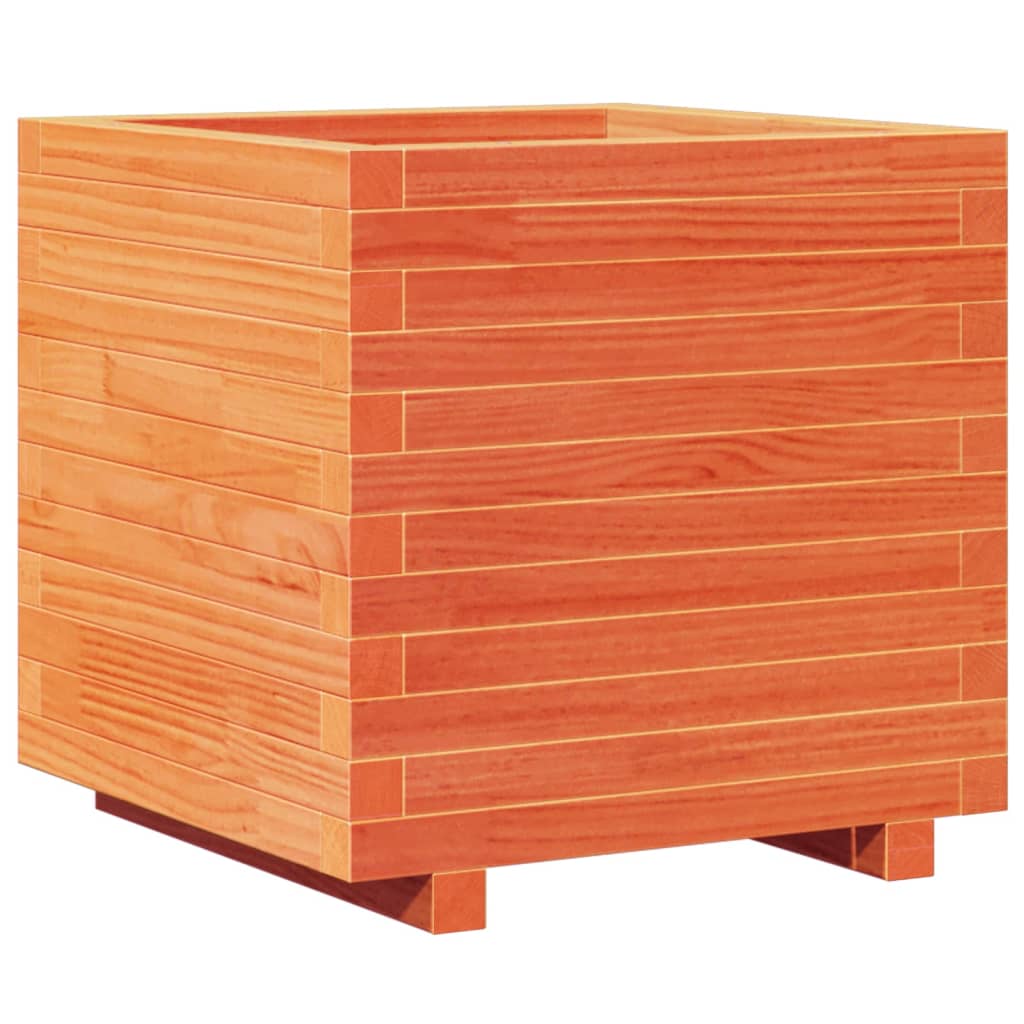 vidaXL Jardinera madera maciza de pino marrón cera 50x50x49,5 cm