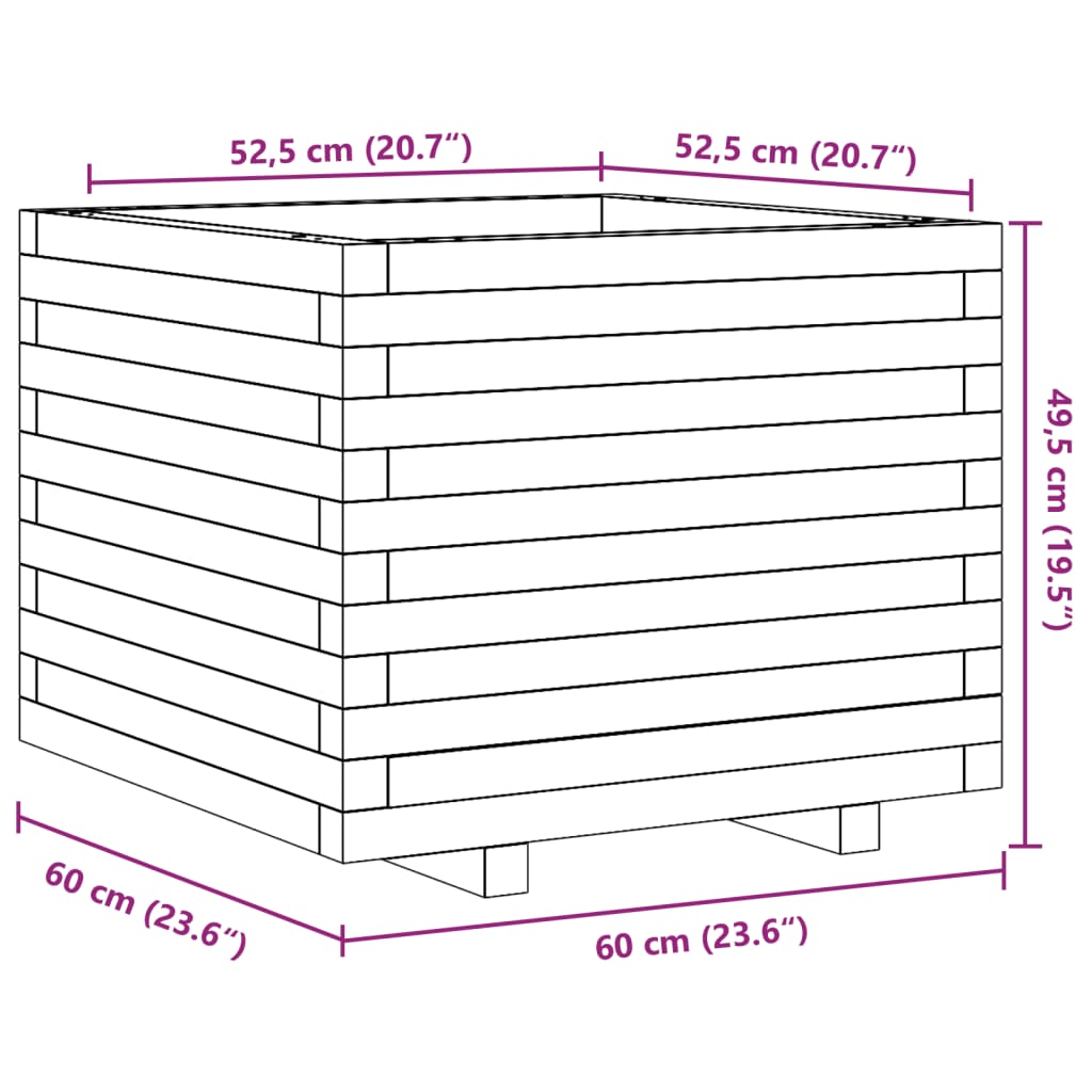 vidaXL Jardinera madera maciza de pino 60x60x49,5 cm