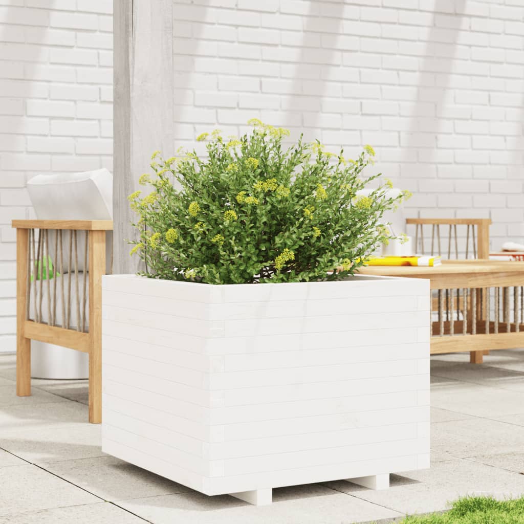 vidaXL Jardinera madera maciza de pino blanco 60x60x49,5 cm