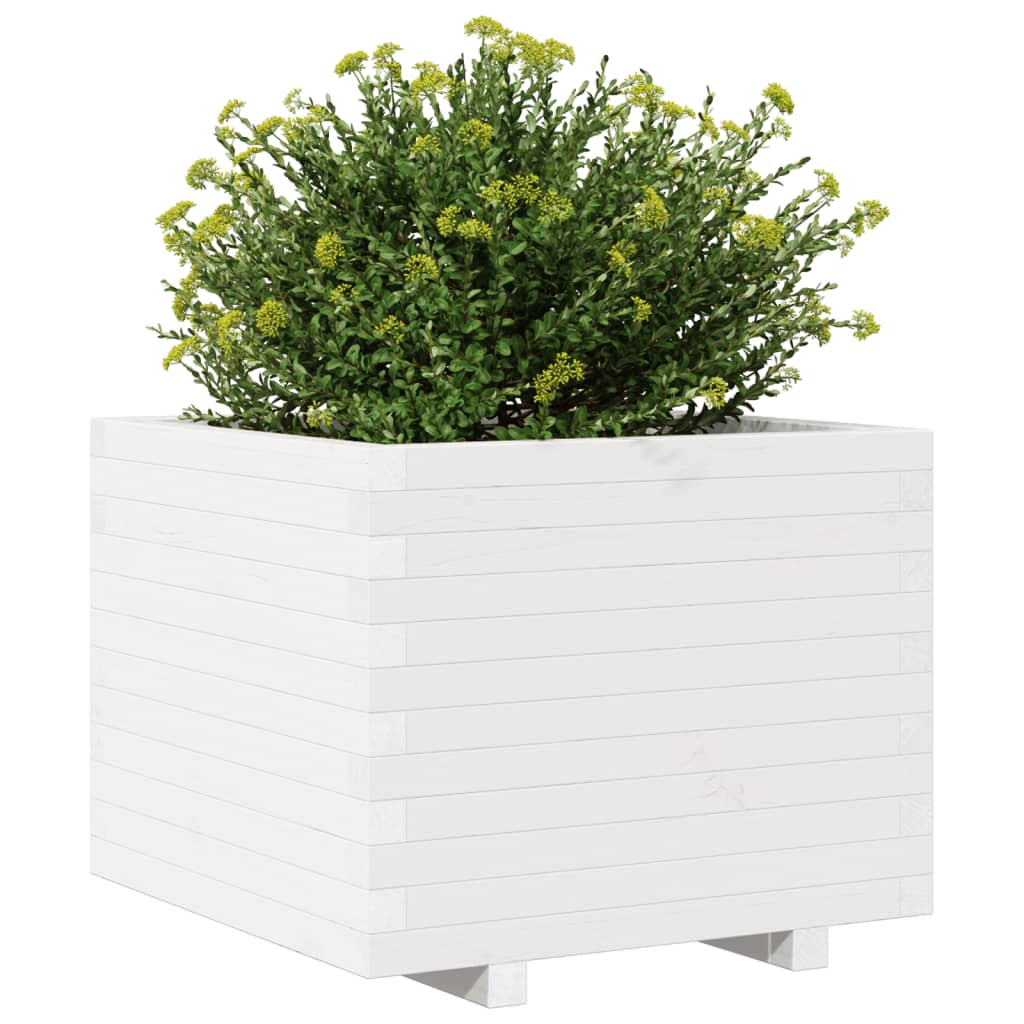 vidaXL Jardinera madera maciza de pino blanco 60x60x49,5 cm