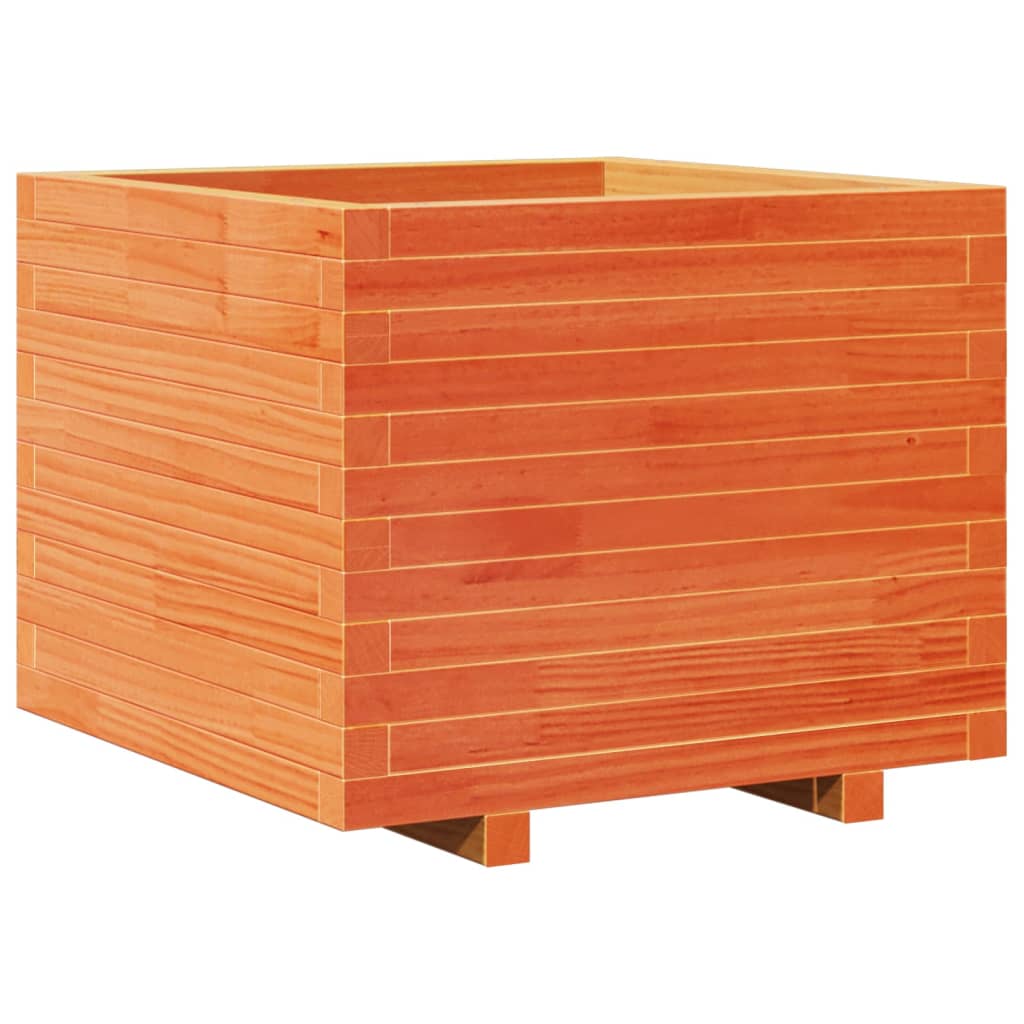 vidaXL Jardinera madera maciza de pino marrón cera 60x60x49,5 cm