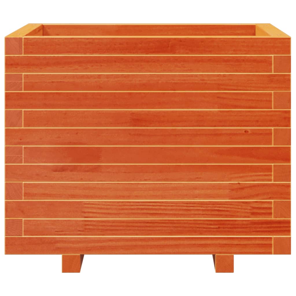 vidaXL Jardinera madera maciza de pino marrón cera 60x60x49,5 cm