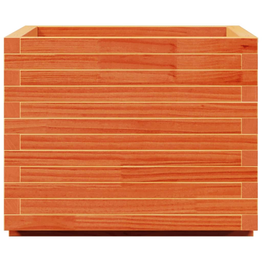 vidaXL Jardinera madera maciza de pino marrón cera 60x60x49,5 cm