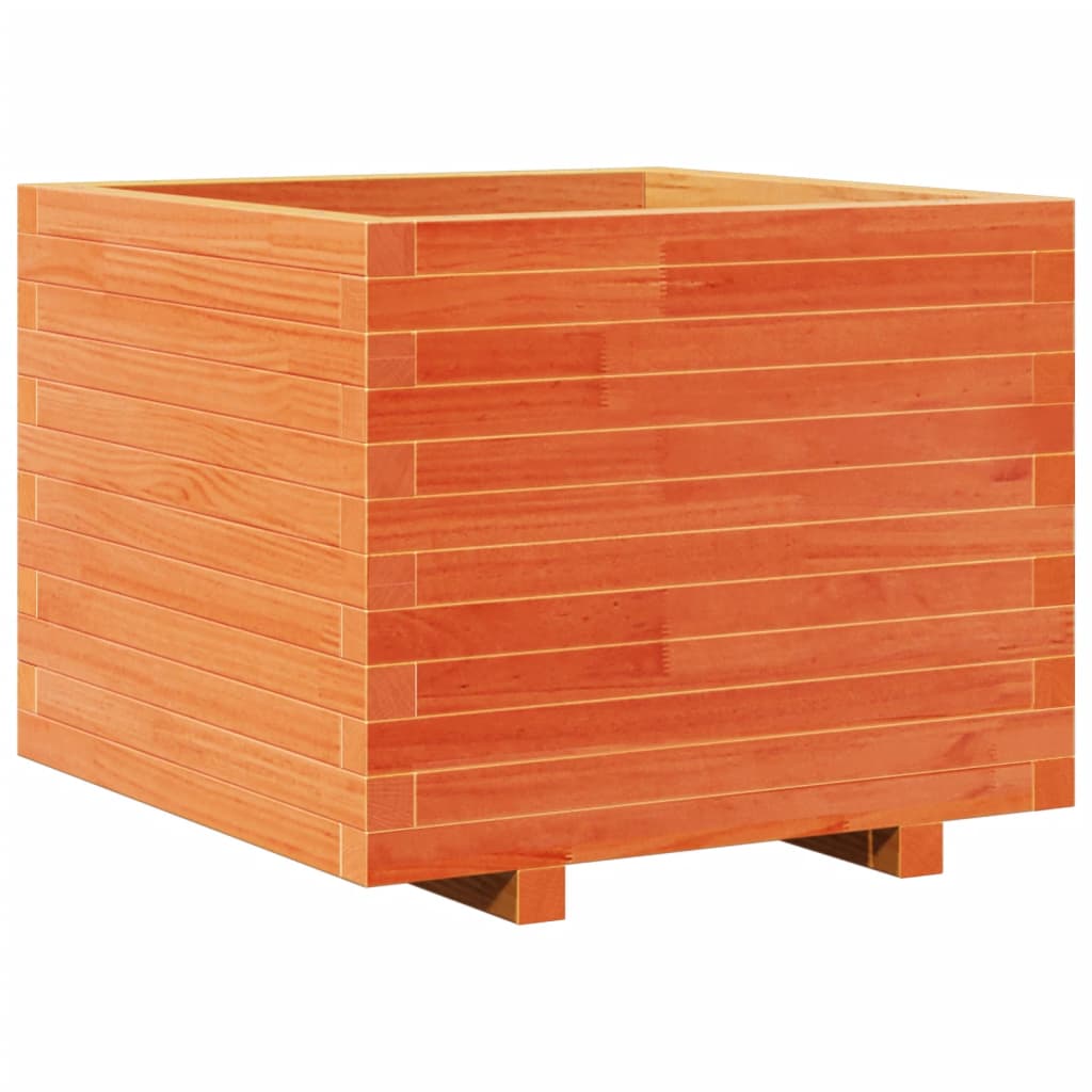 vidaXL Jardinera madera maciza de pino marrón cera 60x60x49,5 cm