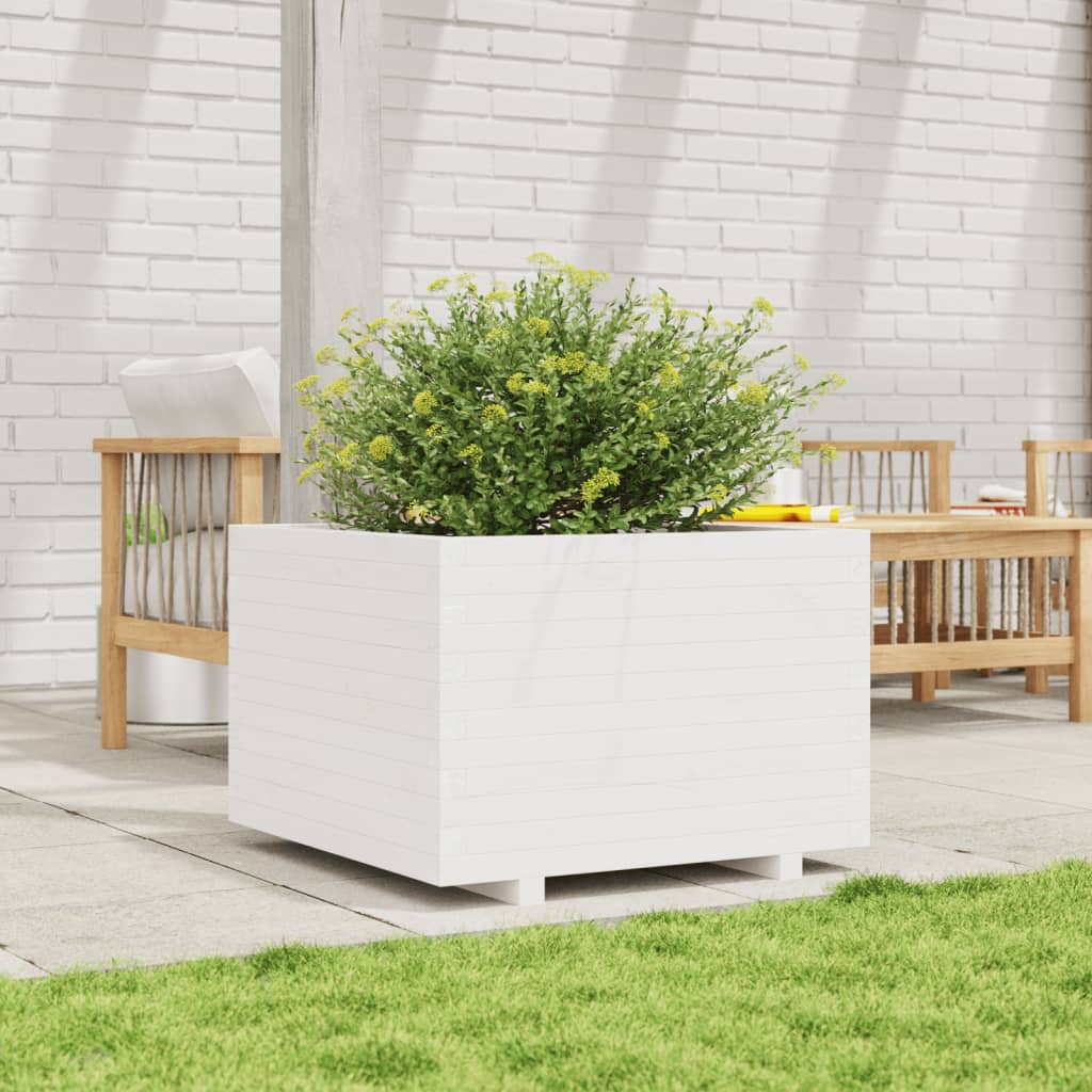 vidaXL Jardinera madera maciza de pino blanco 70x70x49,5 cm