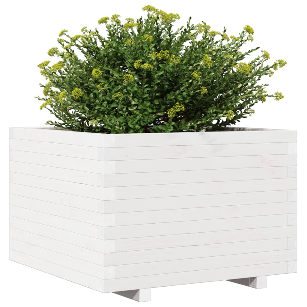 vidaXL Jardinera madera maciza de pino blanco 70x70x49,5 cm