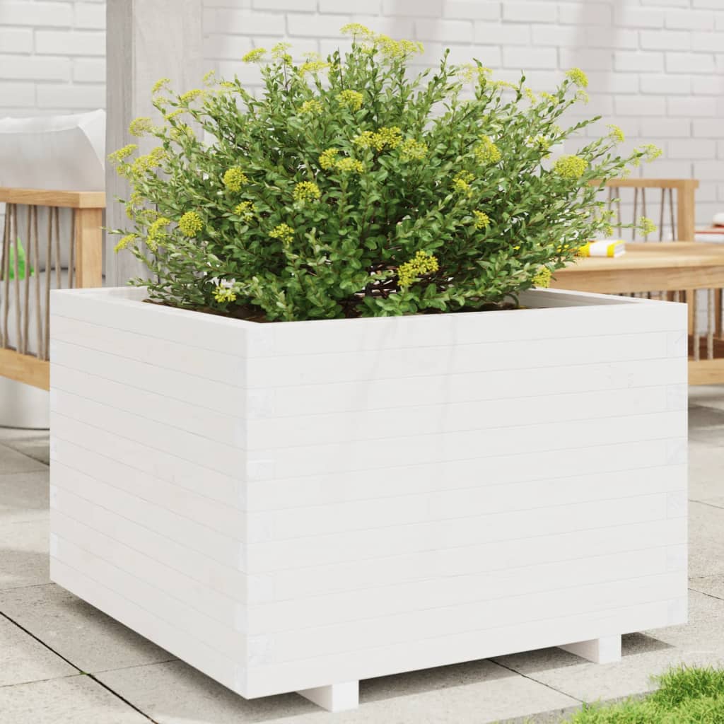 vidaXL Jardinera madera maciza de pino blanco 70x70x49,5 cm