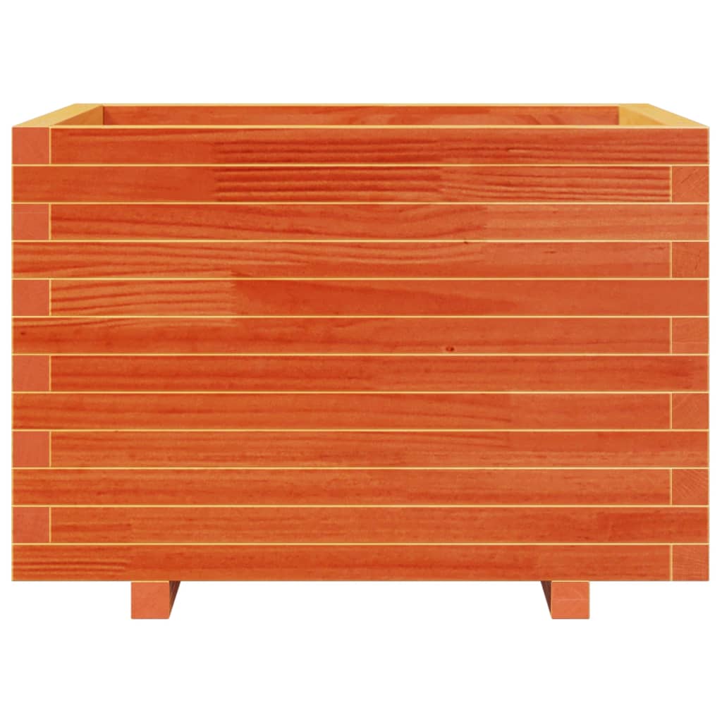 vidaXL Jardinera madera maciza de pino marrón cera 70x70x49,5 cm