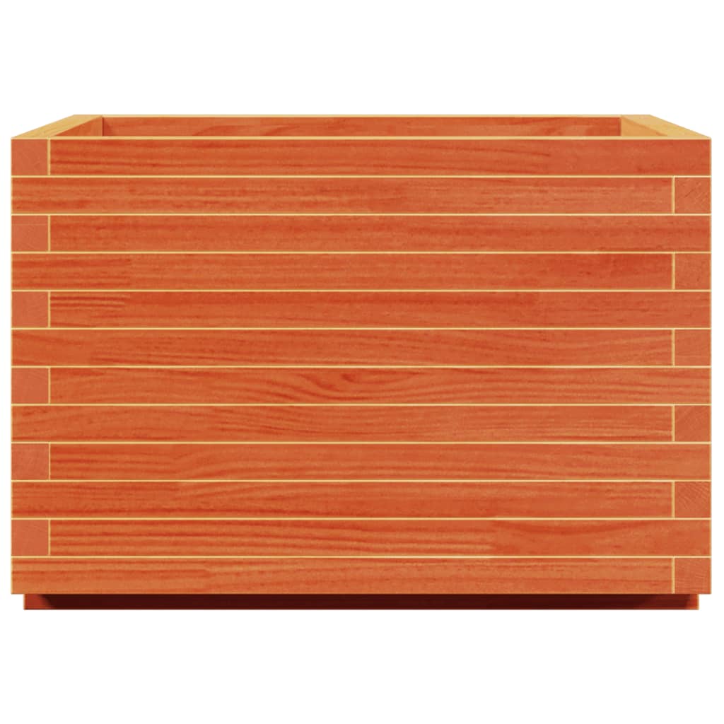 vidaXL Jardinera madera maciza de pino marrón cera 70x70x49,5 cm