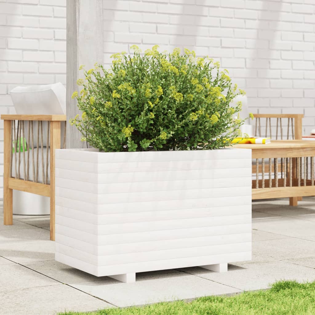 vidaXL Jardinera madera maciza de pino blanco 70x40x49,5 cm