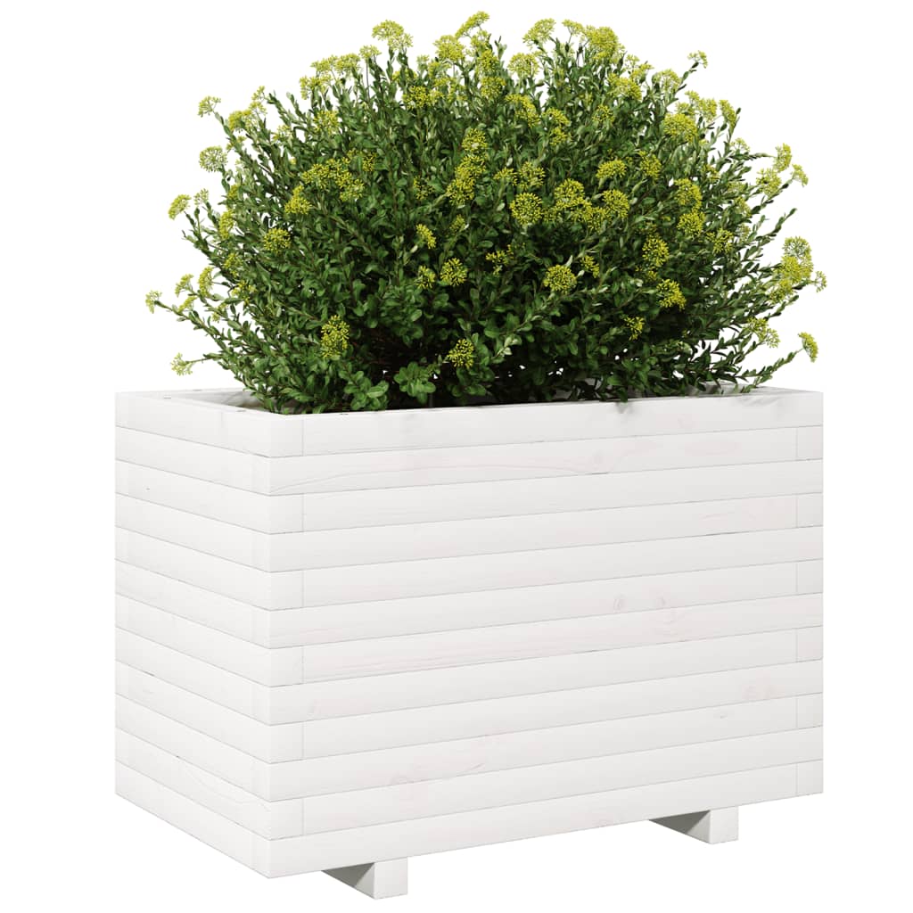 vidaXL Jardinera madera maciza de pino blanco 70x40x49,5 cm