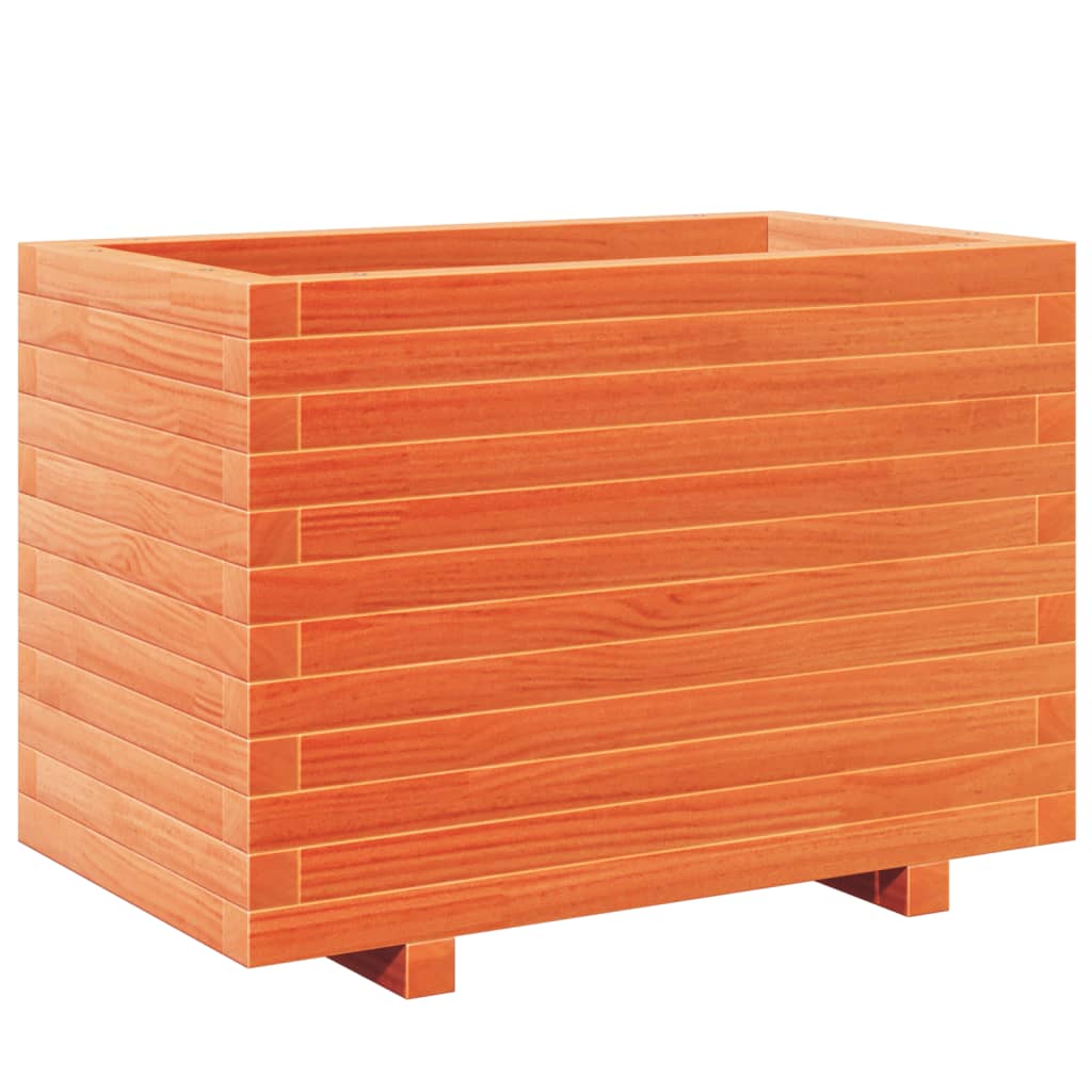 vidaXL Jardinera madera maciza de pino marrón cera 70x40x49,5 cm