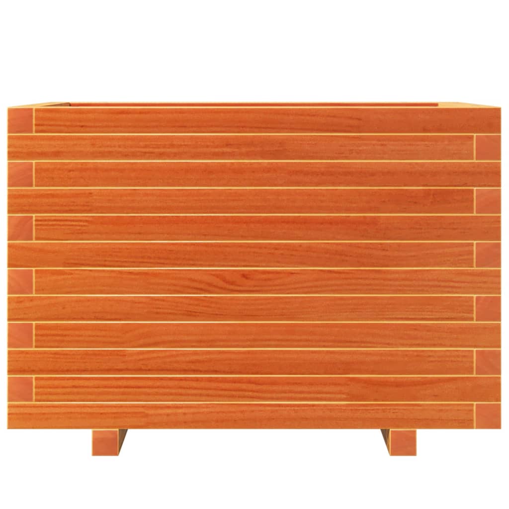 vidaXL Jardinera madera maciza de pino marrón cera 70x40x49,5 cm