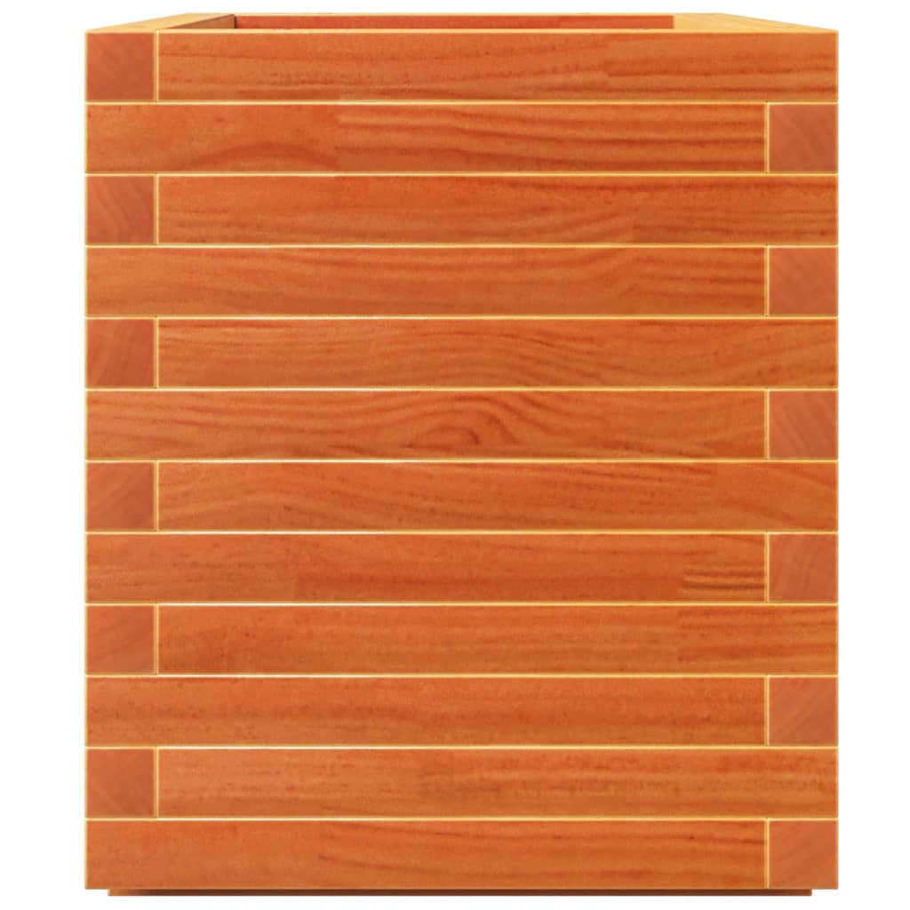 vidaXL Jardinera madera maciza de pino marrón cera 70x40x49,5 cm