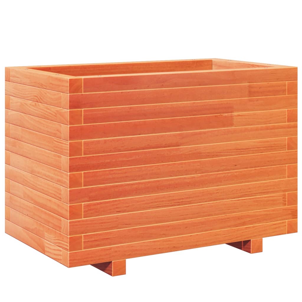 vidaXL Jardinera madera maciza de pino marrón cera 70x40x49,5 cm