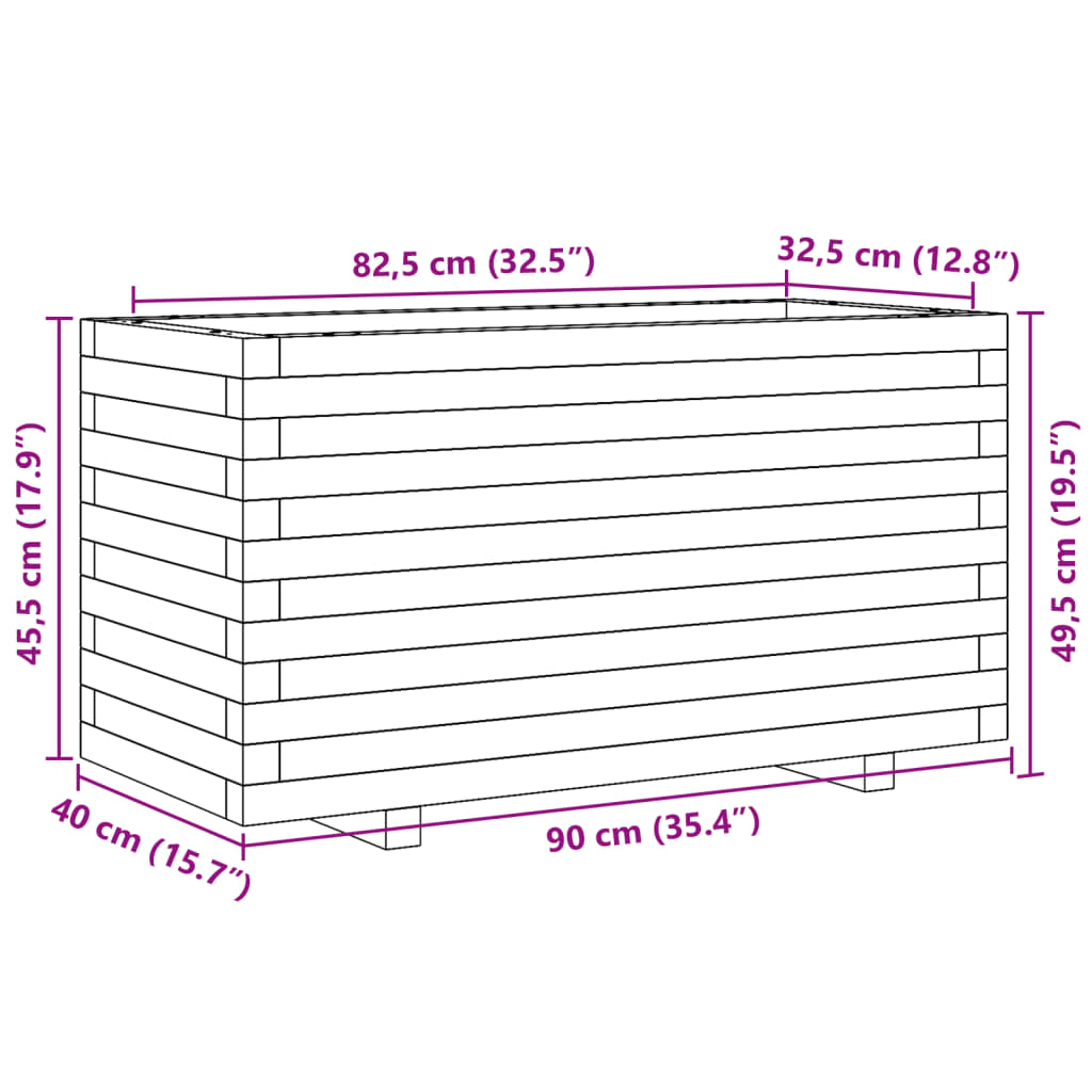 vidaXL Jardinera madera maciza de pino 90x40x49,5 cm