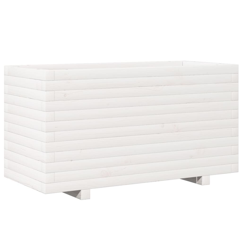 vidaXL Jardinera madera maciza de pino blanco 90x40x49,5 cm