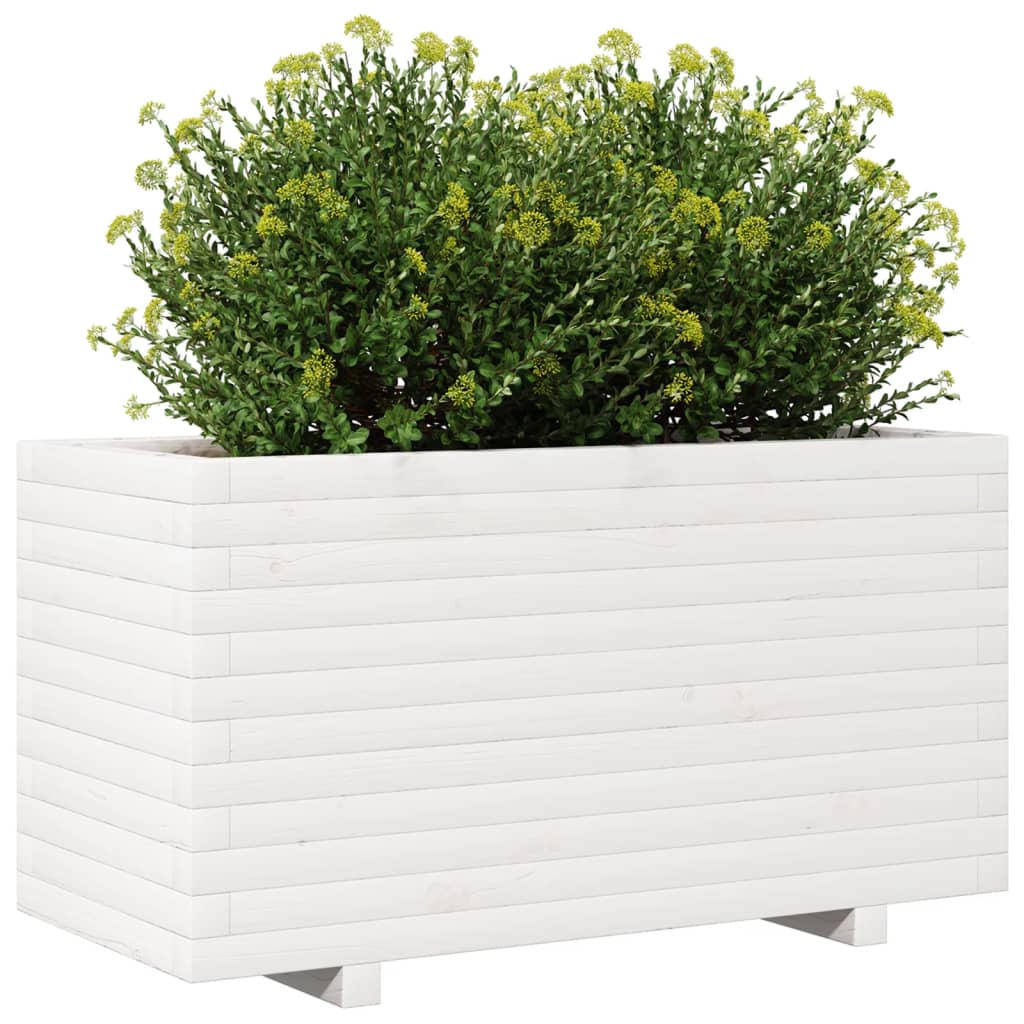 vidaXL Jardinera madera maciza de pino blanco 90x40x49,5 cm