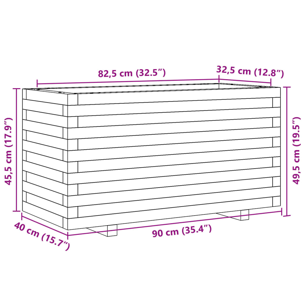 vidaXL Jardinera madera maciza de pino blanco 90x40x49,5 cm